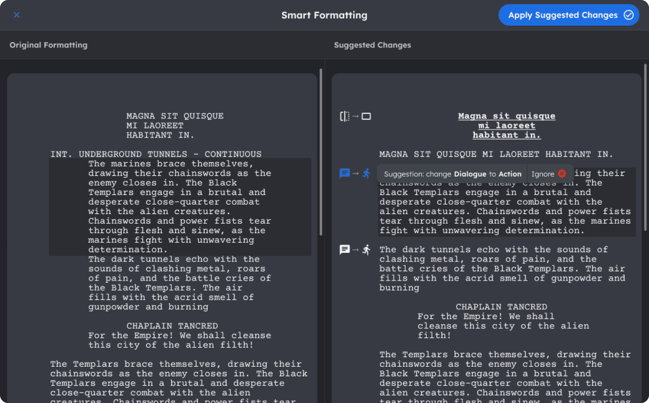 Smart formatting nolan